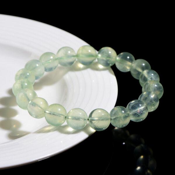 3.8mm - 10mm round shape 5A natural prehnite beaded bracelet - Image 3
