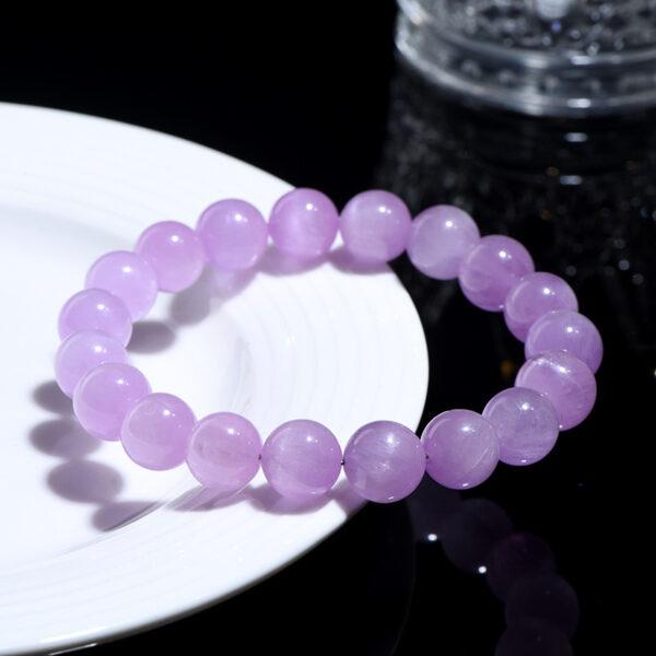 4 - 12 mm round shape 5A genuine natural kunzite beaded bracelet - Image 3