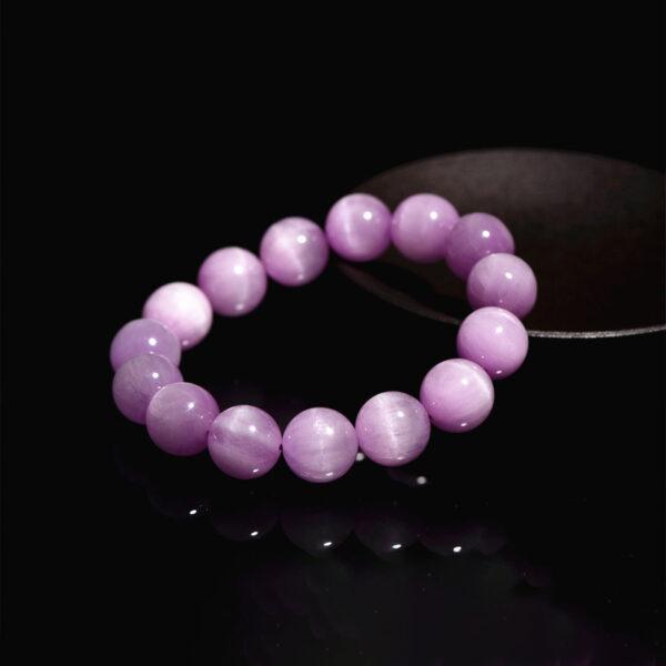 4 - 12 mm round shape 3A genuine natural kunzite beaded bracelet - Image 3