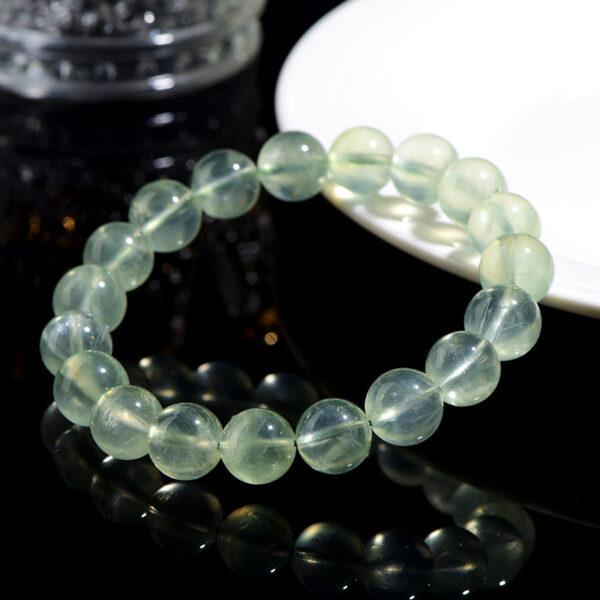 4mm - 10mm round shape 7A natural prehnite beaded bracelet - Image 3