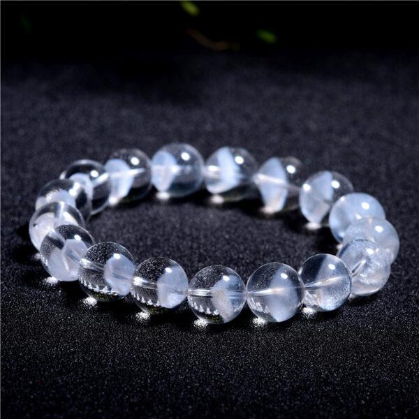 8mm - 12mm round shape genuine natural white phantom quartz beaded bracelet - Image 3