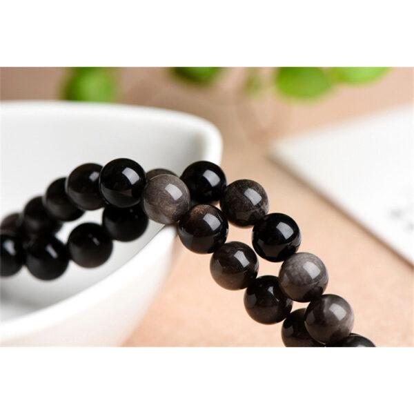 6mm - 16mm whole strand round shape high quality silver light genuine natural obsidian bead - Image 3