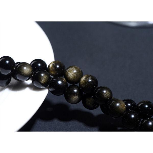 6mm - 16mm whole strand round shape golden light genuine natural obsidian bead - Image 3