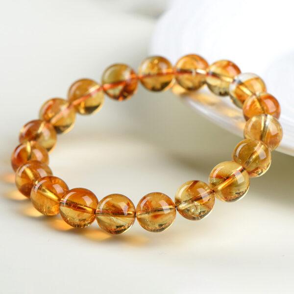 6mm - 12mm round shape 7A orange yellow natural Brazilian citrine beaded bracelet - Image 3