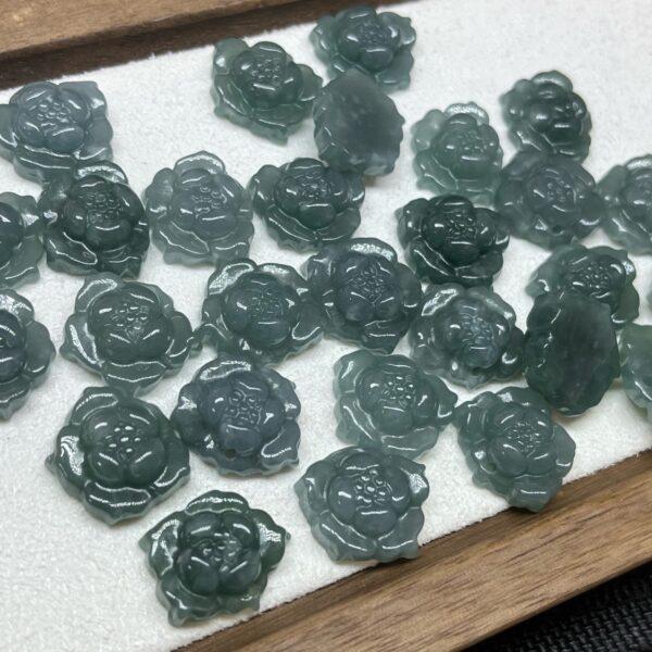 lotus flower shape genuine natural blue green jadeite charm, jade bead - Image 3