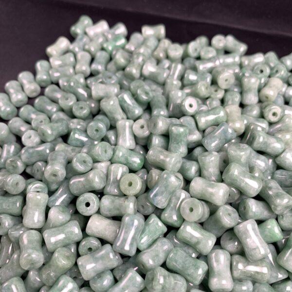 drum shape genuine natural oily green jadeite bead, jade bead - Image 3