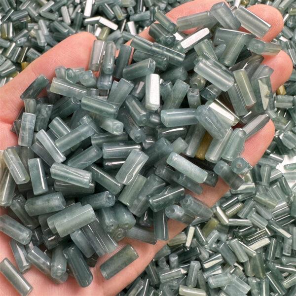 irregular bar shape genuine natural icy blue jadeite bead, jade bead - Image 3