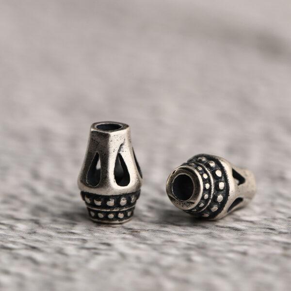 hollow drum shape s925 sterling silver bead, oxidized silver drum bead - Image 4