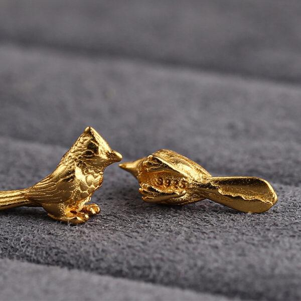 cute bird shape gild s925 sterling silver bead, golden ring bead - Image 4