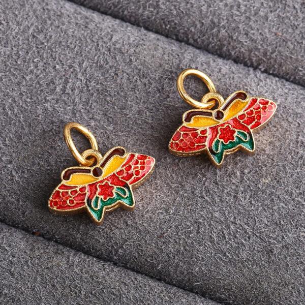 butterfly shape gild sterling silver charm bead, colorful enamel butterfly charm - Image 4
