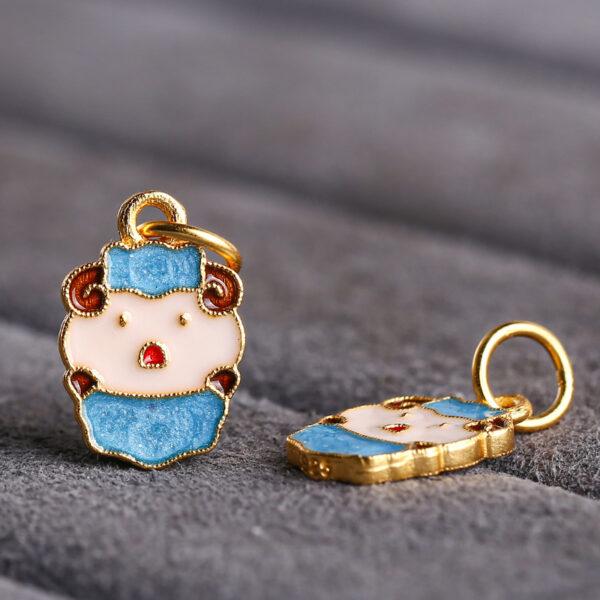 cute sheep shape gild sterling silver charm bead, colorful enamel sheep charm - Image 4
