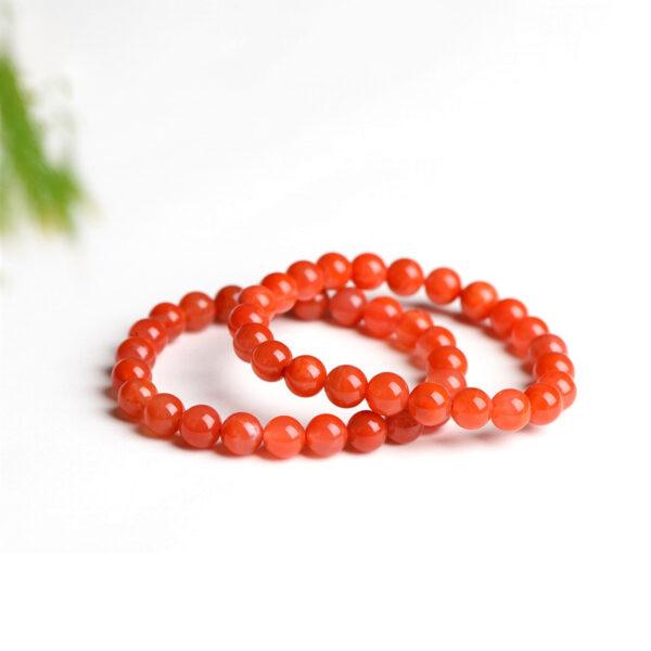 4mm - 12mm round shape red color natural agate beaded bracelet - Image 4