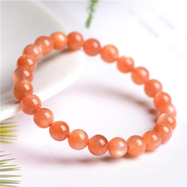 4mm - 12mm round shape 7A natural sunstone beaded bracelet - Image 4