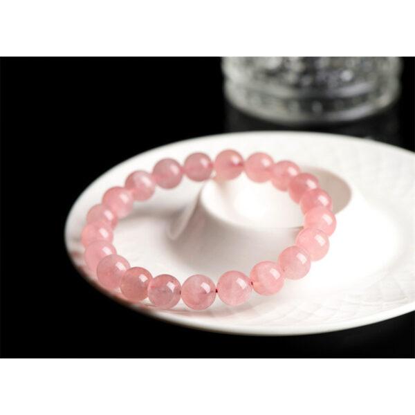 7mm - 13mm round shape 5A natural Madagascar rose quartz beaded bracelet - Image 4