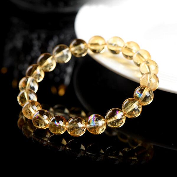 5mm - 11mm round shape genuine natural yellow Quartz beaded bracelet - Image 4