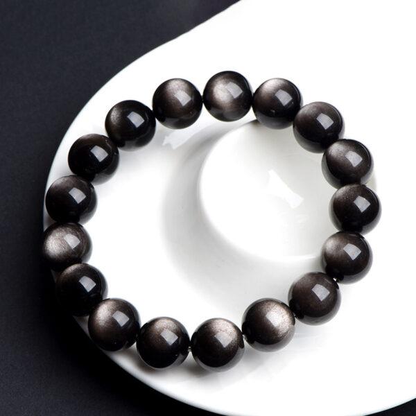 6mm - 18mm round shape natural silver obsidian beaded bracelet - Image 4