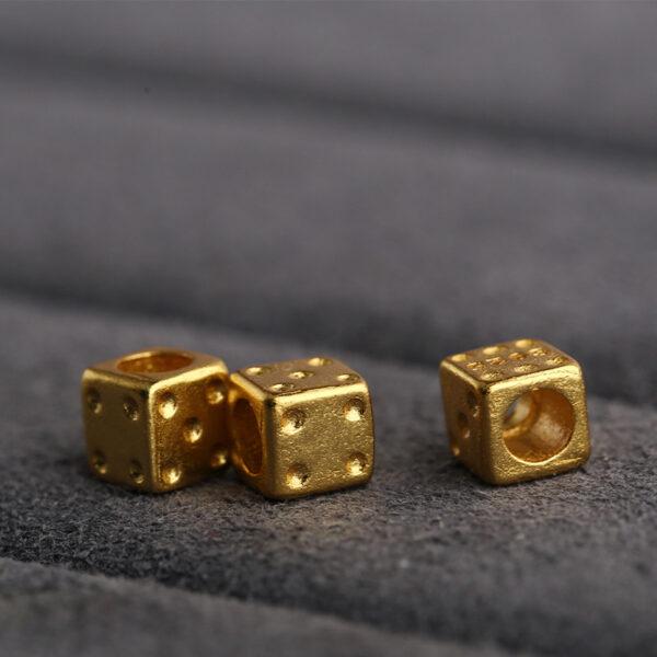 dice shape gild s925 sterling silver bead, golden dice bead - Image 4