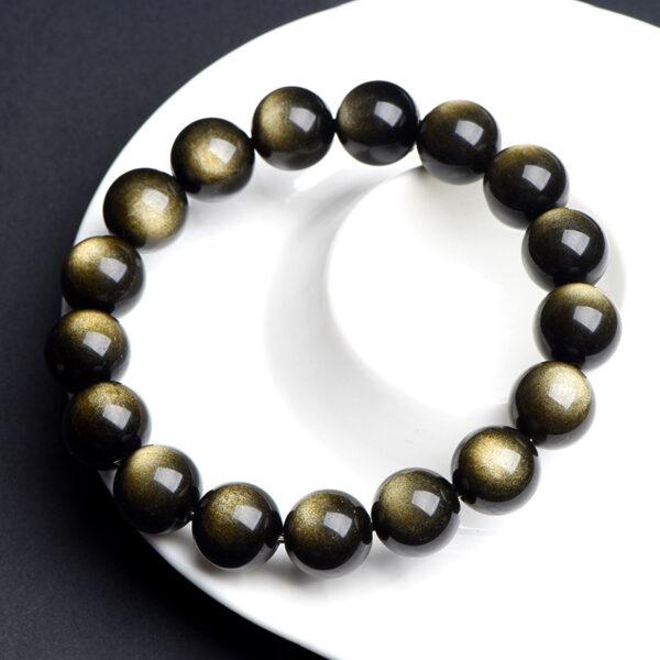 6mm - 18mm round shape natural golden obsidian beaded bracelet - Image 4