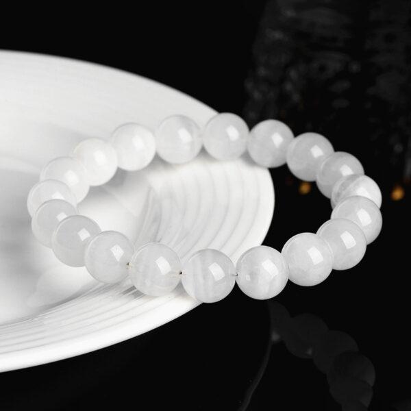 7mm - 15mm round shape natural white phantom quartz beaded bracelet - Image 4