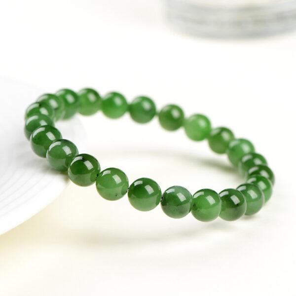 4mm - 12mm round shape natural green nephrite jade beaded bracelet - Image 5