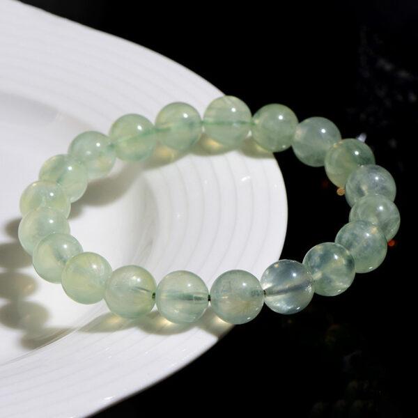 3.8mm - 10mm round shape 5A natural prehnite beaded bracelet - Image 4