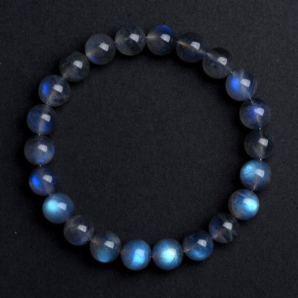 5 - 10 mm round shape 3A genuine natural blue light gray moonstone beaded bracelet - Image 4