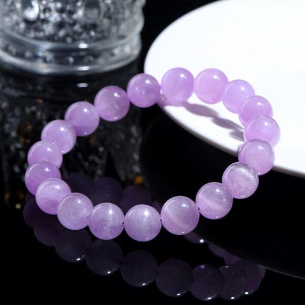 4 - 12 mm round shape 5A genuine natural kunzite beaded bracelet - Image 4