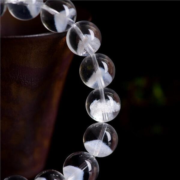 8mm - 12mm round shape genuine natural white phantom quartz beaded bracelet - Image 4