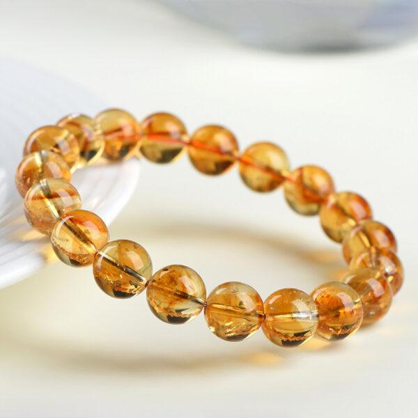 6mm - 12mm round shape 7A orange yellow natural Brazilian citrine beaded bracelet - Image 4