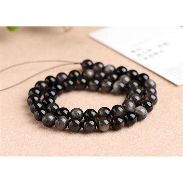 6mm - 16mm whole strand round shape high quality silver light genuine natural obsidian bead - Image 4