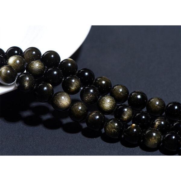 6mm - 16mm whole strand round shape golden light genuine natural obsidian bead - Image 4