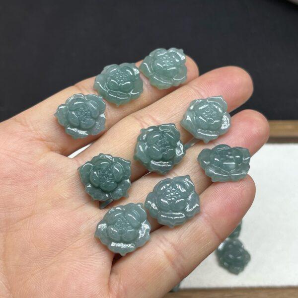 lotus flower shape genuine natural blue green jadeite charm, jade bead - Image 4