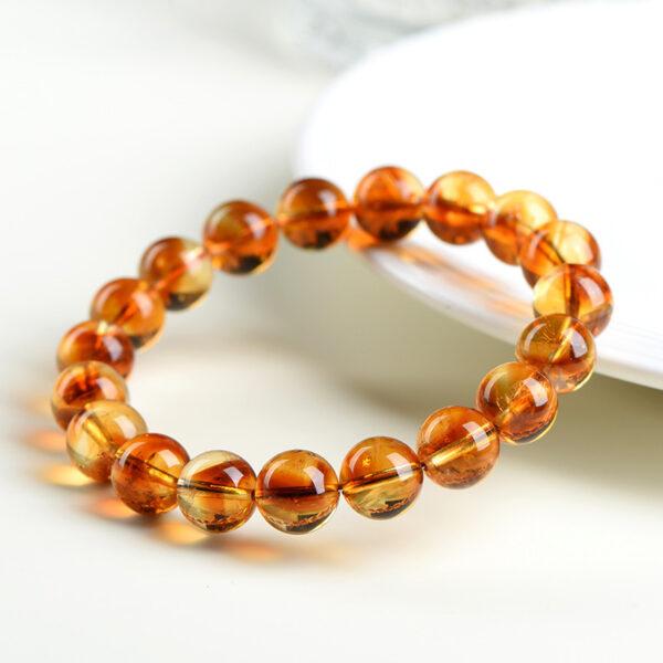 6mm - 12mm round shape 7A orange yellow natural Brazilian citrine beaded bracelet - Image 4