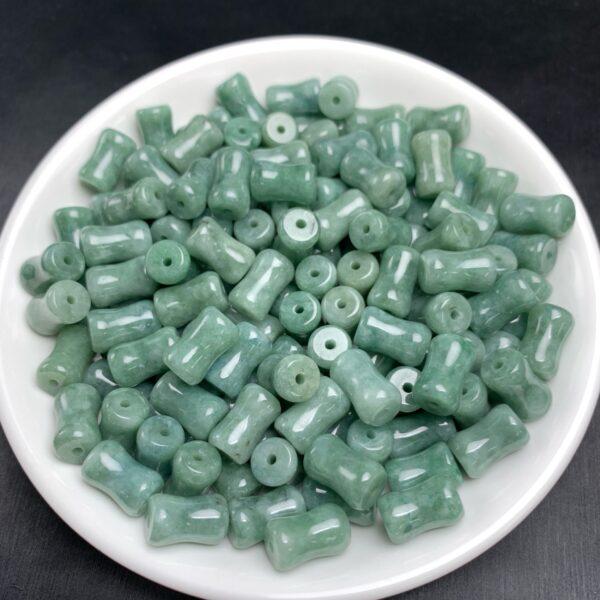 drum shape genuine natural oily green jadeite bead, jade bead - Image 4