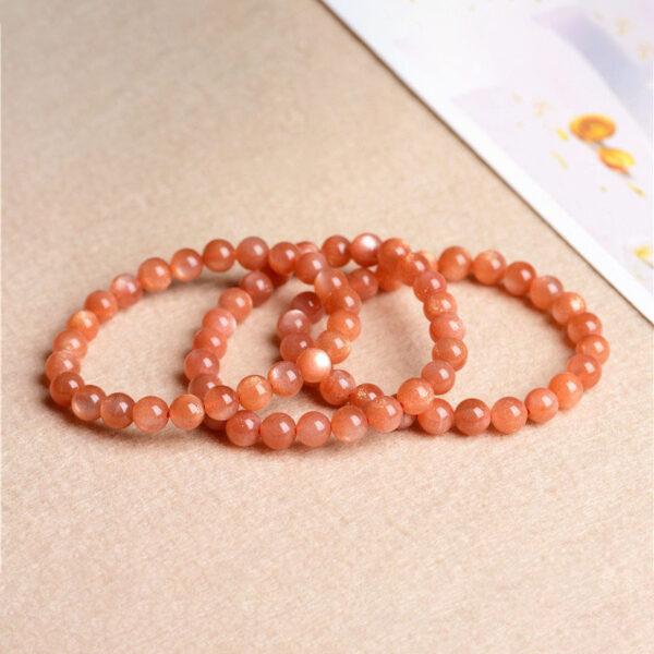 4mm - 12mm round shape 7A natural sunstone beaded bracelet - Image 5