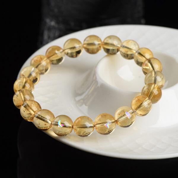 5mm - 11mm round shape genuine natural yellow Quartz beaded bracelet - Image 5