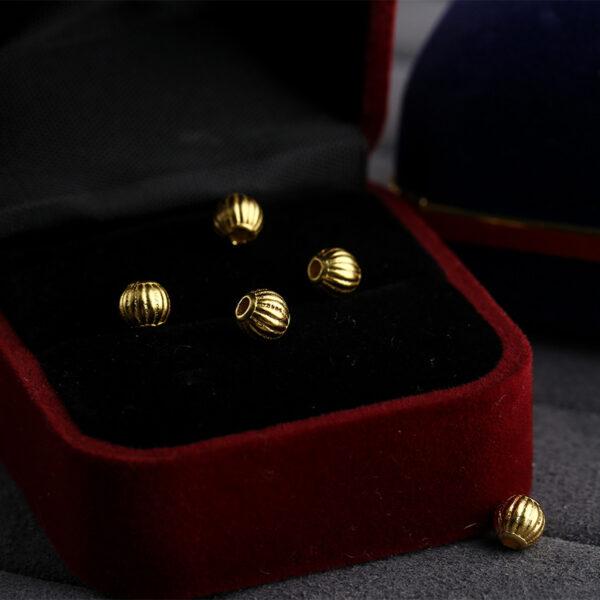 pumpkin shape gild s925 sterling silver bead, golden pumpkin bead - Image 5