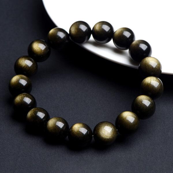 6mm - 18mm round shape natural golden obsidian beaded bracelet - Image 5