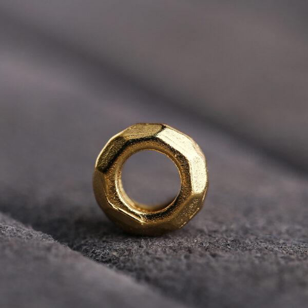 screw nut shape gild s925 sterling silver bead, golden screw nut bead - Image 5