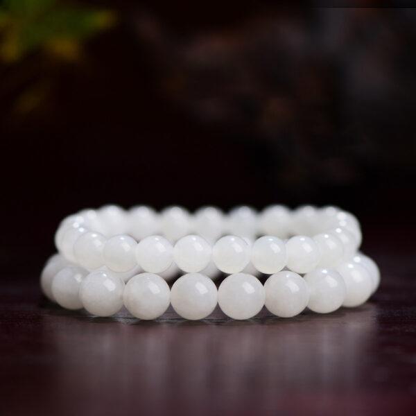 6mm - 11mm round and drum shape natural nephrite jade beaded bracelet - Image 5