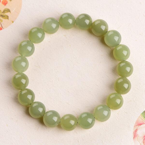 4mm - 10mm round shape natural icy nephrite jade beaded bracelet - Image 6