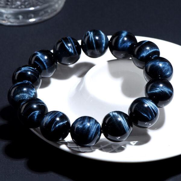 6mm - 16mm round shape lightning pattern natural blue tiger eye beaded bracelet - Image 5