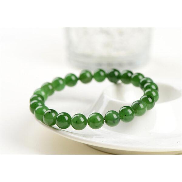 4mm - 12mm round shape natural green nephrite jade beaded bracelet - Image 4