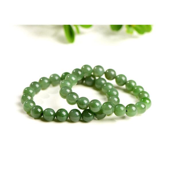 4mm - 10mm round shape natural green nephrite jade beaded bracelet - Image 5