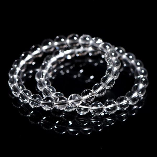 6mm - 14mm round shape natural clear quartz beaded bracelet - Image 5