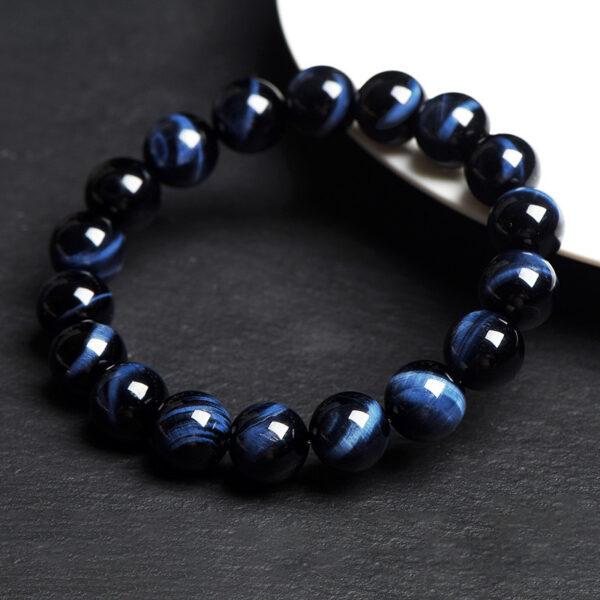 6mm - 16mm round shape natural blue tiger eye beaded bracelet - Image 5