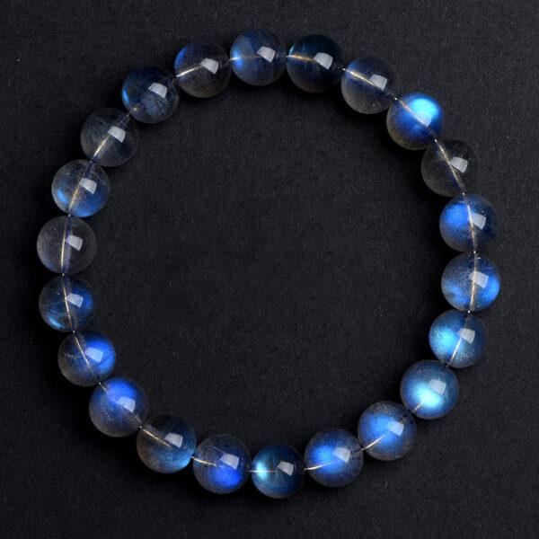 5 - 10 mm round shape 7A genuine natural blue light gray moonstone beaded bracelet - Image 5