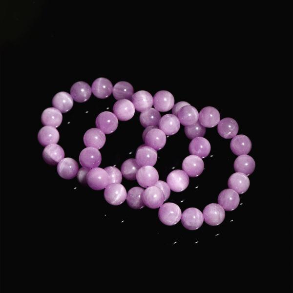 4 - 12 mm round shape 3A genuine natural kunzite beaded bracelet - Image 5