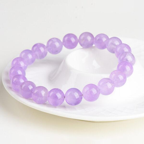6 - 14mm round shape genuine natural lavender amethyst beaded bracelet - Image 5