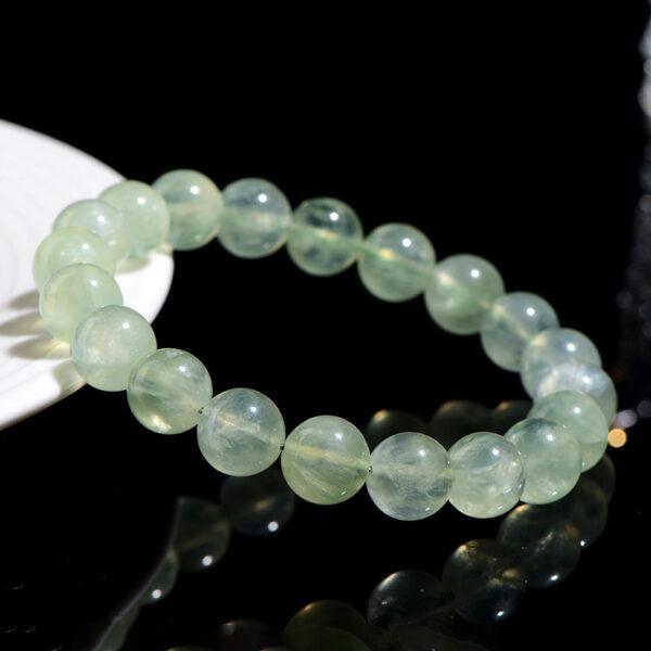 3.8mm - 10mm round shape 5A natural prehnite beaded bracelet - Image 5